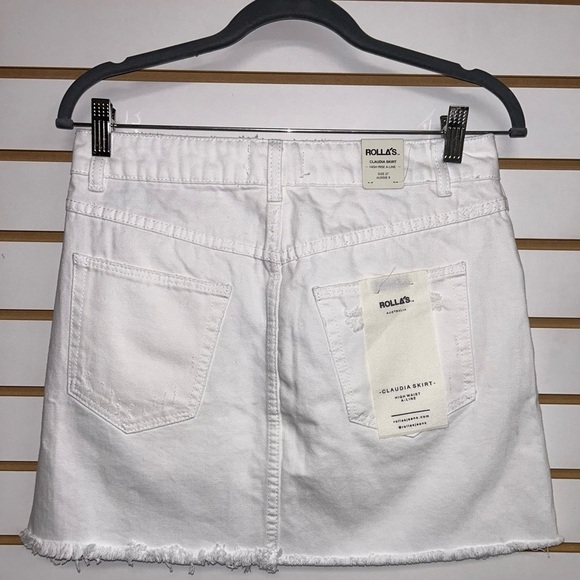 Rolla’s Claudia Skirt - White Denim - Distressed with Frayed Hem - NWT - Size 27 - Picture 6 of 13